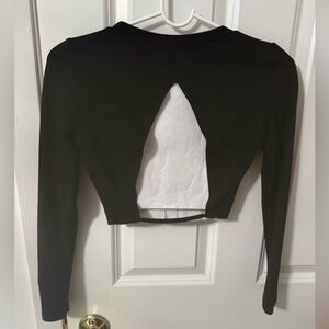 Charlotte Russe Cutout Back Long Sleeve Black Crop Top